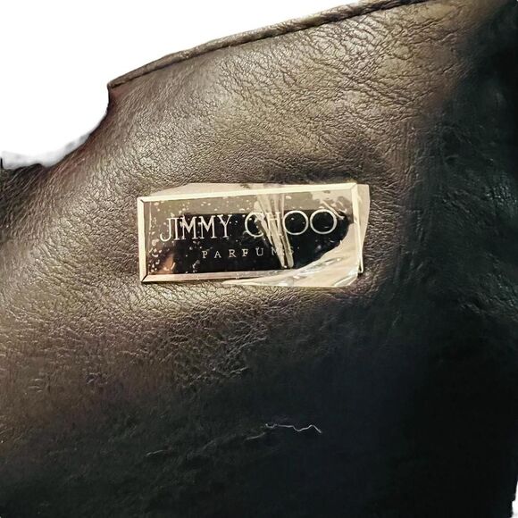 Jimmy Choo Parfums Shopper Tote Bag Black Vegan Faux Leather Snake Metallic Used - Picture 2 of 9